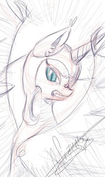 Size: 444x750 | Tagged: safe, artist:franny-draws-shit, nightmare moon, g4, female, sketch, solo, traditional art