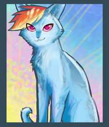 Size: 3000x3500 | Tagged: safe, artist:spacerainbow, rainbow dash, cat, g4, female, high res, rainbow cat, solo, species swap