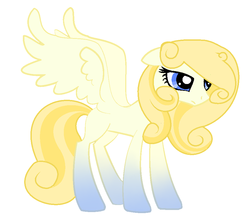 Size: 952x842 | Tagged: safe, artist:mlploverandsoniclover, oc, oc only, oc:golden apple, pegasus, pony, blank flank, female, floppy ears, frown, gradient hooves, mare, pegasus oc, royal winged pegasus, solo, spread wings, standing