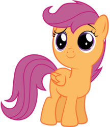 Size: 6039x7000 | Tagged: safe, artist:joemasterpencil, scootaloo, pegasus, pony, g4, absurd resolution, blank flank, cute, cutealoo, female, filly, foal, folded wings, simple background, smiling, solo, transparent background, vector, wings