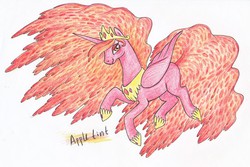 Size: 3054x2046 | Tagged: safe, artist:sovemis, oc, oc only, alicorn, pony, alicorn oc, high res, princess appletint, solo, traditional art