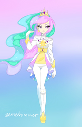 Size: 1909x2934 | Tagged: safe, artist:niamunon, artist:semeshimmer, princess celestia, human, g4, female, humanized, pixiv, solo