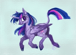 Size: 1280x931 | Tagged: safe, artist:egriz, twilight sparkle, alicorn, classical unicorn, pony, g4, female, horn, leonine tail, mare, solo, twilight sparkle (alicorn)