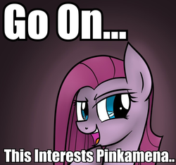 Size: 730x682 | Tagged: dead source, safe, artist:wubcakeva, pinkie pie, g4, female, image macro, meme, pinkamena diane pie, solo