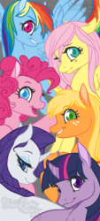 Size: 450x995 | Tagged: safe, artist:toastiepony, artist:toastytoastie, applejack, fluttershy, pinkie pie, rainbow dash, rarity, twilight sparkle, g4, mane six