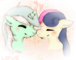 Size: 750x594 | Tagged: safe, artist:flutterstruck, bon bon, lyra heartstrings, sweetie drops, g4, female, lesbian, ship:lyrabon, shipping