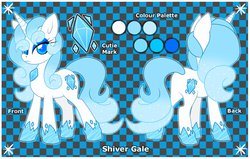 Size: 1123x712 | Tagged: safe, artist:mrscheeseherder, oc, oc only, oc:shiver gale, pony, unicorn, colored pupils, female, mare, reference sheet, solo