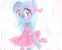 Size: 1280x1040 | Tagged: safe, artist:marinakirby, trixie, pony, g4, ballet, bipedal, blushing, bow, clothes, cute, dress, female, solo, tutu