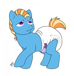 Size: 1235x1280 | Tagged: safe, artist:tatergator, oc, oc only, pony, adoptable, diaper, diaper fetish, fetish, foal, non-baby in diaper, poofy diaper, solo