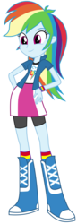 Size: 3060x8930 | Tagged: safe, artist:mewtwo-ex, rainbow dash, equestria girls, g4, .ai available, absurd resolution, boots, clothes, cute, dashabetes, female, hand on hip, simple background, skirt, smiling, solo, transparent background, vector