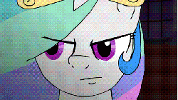 Size: 580x326 | Tagged: safe, artist:zerocandy, edit, derpy hooves, princess celestia, princess luna, pegasus, pony, g4, angel eyes, animated, blondie, clint eastwood, eli wallach, female, lee van cleef, mare, mexican standoff, stare down, the good the bad and the ugly, the man with no name, tuco