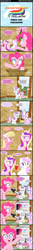 Size: 1024x7763 | Tagged: safe, artist:narflarg, aloe, diamond tiara, lily, lily valley, meadow flower, pinkie pie, princess cadance, princess celestia, sweetie belle, g4, alliteration, banana, comic, fourth wall, pink