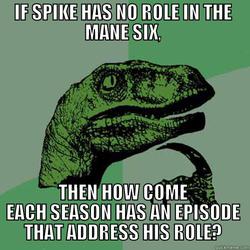 Size: 500x500 | Tagged: safe, spike, g4, drama, meta, philosoraptor, spike drama