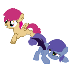 Size: 813x773 | Tagged: artist needed, safe, bat pony, pegasus, pony, angel dog, crossover, devil dog, duo, gregory horror show, simple background, transparent background