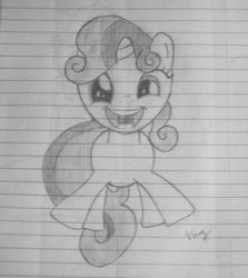Size: 2638x2962 | Tagged: safe, artist:theoriginalbeatlebug, sweetie belle, g4, female, high res, monochrome, solo, traditional art