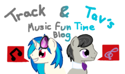 Size: 850x500 | Tagged: safe, artist:chatooka, dj pon-3, octavia melody, vinyl scratch, g4, ask, bowtie, bust, male, music, musician, octavian harmony, record scrape, rule 63, stallion, track spin, tumblr, tumblrpon