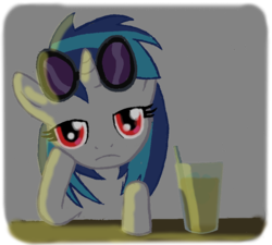 Size: 818x736 | Tagged: safe, artist:chatooka, dj pon-3, vinyl scratch, g4, ask, bar, bored, doctor whooves sings, drink, drinking, dws, female, glass, lighting, shadows, solo, tumblr comic