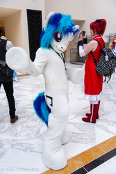 Size: 3684x5520 | Tagged: safe, artist:atalonthedeer, dj pon-3, vinyl scratch, human, g4, cosplay, fursuit, irl, irl human, photo