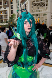 Size: 3684x5520 | Tagged: safe, artist:flying-fox, artist:frauleinninja, queen chrysalis, human, g4, clothes, convention, cosplay, dress, irl, irl human, katsucon, photo, solo