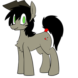 Size: 1000x1000 | Tagged: dead source, safe, artist:cymek, oc, oc only, oc:balkan breeze, earth pony, pony, black mane, chest fluff, colored, earth pony oc, flat colors, green eyes, hat, looking at you, simple background, solo, white background