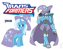 Size: 6600x5100 | Tagged: safe, artist:inspectornills, trixie, robot, g4, absurd resolution, crossover, transformares, transformerfied, transformers, transformers animated