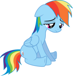 Size: 7673x7990 | Tagged: safe, artist:djdavid98, artist:embersatdawn, rainbow dash, pegasus, pony, daring don't, g4, .ai available, .svg available, absurd resolution, female, mare, sad, simple background, sitting, solo, transparent background, underhoof, vector