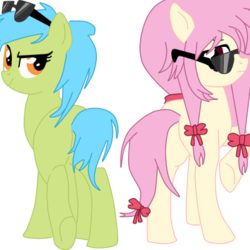 Size: 400x400 | Tagged: safe, artist:nathash-frient, earth pony, pony, anime, duo, duo female, female, glasses, mare, mirai nikki, ponified, simple background, transparent background, yuno gasai