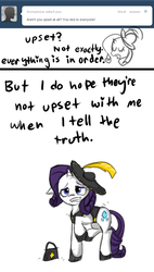 Size: 638x1125 | Tagged: safe, artist:moonblizzard, rarity, g4, ask, clothes, female, hat, rarity answers, solo, tumblr