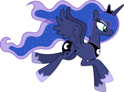 Size: 8670x6460 | Tagged: safe, artist:90sigma, princess luna, alicorn, pony, g4, absurd resolution, female, flying, mare, simple background, smiling, solo, transparent background, vector