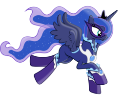 Size: 8990x7050 | Tagged: safe, artist:90sigma, princess luna, alicorn, pony, g4, absurd resolution, clothes, costume, ethereal mane, female, flying, mare, mask, power ponies, simple background, smiling, solo, starry mane, transparent background, vector