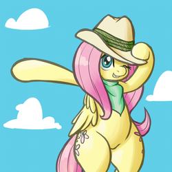 Size: 1280x1280 | Tagged: safe, artist:vulapa, fluttershy, pony, g4, bipedal, clothes, explorer outfit, female, hind legs, solo, wide hips