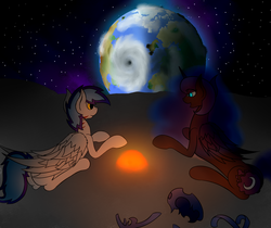 Size: 1280x1076 | Tagged: safe, artist:nekro-led, princess luna, oc, oc:cold flame, g4, earth, moon