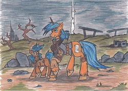 Size: 3437x2457 | Tagged: safe, artist:zubias, oc, oc only, fallout equestria, high res, traditional art, younger