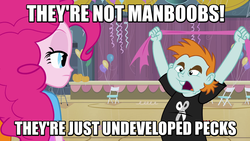 Size: 979x551 | Tagged: safe, edit, edited screencap, screencap, pinkie pie, snips, equestria girls, g4, blatant lies, image macro, meme