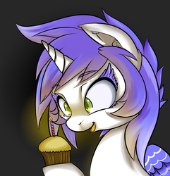 Size: 1478x1534 | Tagged: safe, artist:vicse, oc, oc only, oc:wickle smack, alicorn, pony, candle, cupcake, solo, wickle