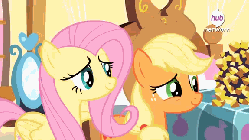 Size: 576x324 | Tagged: safe, screencap, applejack, fluttershy, pinkie pie, g4, maud pie (episode), animated, chef's hat, female, goggles, hat, hub logo, hubble, the hub