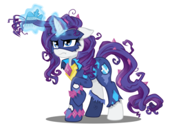 Size: 3900x2900 | Tagged: dead source, safe, artist:baleyreeves, artist:kp-shadowsquirrel, radiance, rarity, pony, unicorn, g4, power ponies (episode), clothes, colored, comb, female, high res, horn, magic, mare, messy mane, power ponies, simple background, solo, torn clothes, transparent background, vector