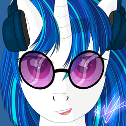 Size: 2000x2000 | Tagged: safe, artist:mythicaljazz, dj pon-3, vinyl scratch, g4, female, glasses, headphones, high res, solo