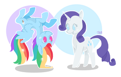 Size: 1280x819 | Tagged: safe, artist:jellybeanbullet, rainbow dash, rarity, g4, duo, upside down