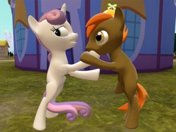 Size: 640x480 | Tagged: safe, button mash, sweetie belle, earth pony, pony, unicorn, g4, 3d, female, gmod, hoof fetish, hoof in mouth, hoof licking, hoof sucking, male, ship:sweetiemash, shipping, straight