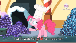 Size: 855x487 | Tagged: safe, screencap, pinkie pie, g4, maud pie (episode), my little pony: friendship is magic, goggles, hub logo, necklace, rock candy