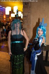 Size: 683x1024 | Tagged: artist needed, safe, princess luna, queen chrysalis, human, g4, animeland wasabi, animeland wasabi 2014, cosplay, irl, irl human, photo, veil