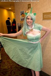 Size: 683x1024 | Tagged: safe, artist:lochlan o'neil, lyra heartstrings, human, g4, 2014, animeland wasabi, animeland wasabi 2014, clothes, cosplay, dress, irl, irl human, photo