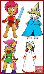 Size: 543x920 | Tagged: safe, artist:rdk, apple bloom, babs seed, scootaloo, sweetie belle, g4, cutie mark crusaders, final fantasy, light warriors