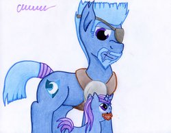 Size: 1015x788 | Tagged: safe, artist:the1king, oc, oc only, oc:azure night, oc:nightwatch, colt, father, foal, male, son