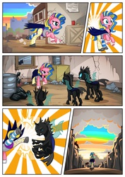 Size: 1100x1555 | Tagged: safe, artist:mysticalpha, oc, oc only, changeling, bucking, comic