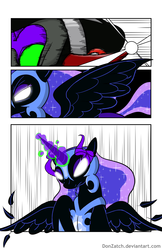 Size: 792x1224 | Tagged: safe, artist:donzatch, king sombra, nightmare moon, comic:tale of twilight, g4, comic, fight, magic