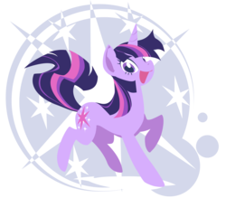 Size: 3421x3000 | Tagged: safe, artist:umbravivens, artist:yoh yoshinari, twilight sparkle, pony, unicorn, g4, cute, cutie mark, cutie mark background, female, high res, hooves, horn, lineless, looking at you, mare, minimalist, open mouth, simple background, smiling, solo, transparent background, vector
