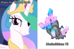 Size: 895x599 | Tagged: safe, princess celestia, g4, image macro, meme, space rock