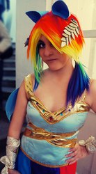 Size: 459x834 | Tagged: safe, artist:saizardrancher, rainbow dash, human, g4, cosplay, irl, irl human, photo, solo